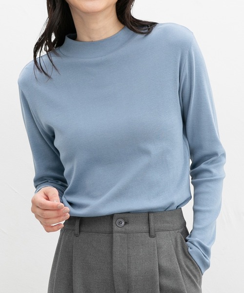 Honeys(ハニーズ)の「オーガニックハイネックT(Tシャツ/カットソー・レディース・アイボリー/ブラック/ブルー/ネイビー/ピンク/グリーン/レッド/ライトグリーン/ライトピンク・S/M/L/LL)」の18枚目の写真