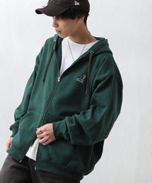 【別注】 【KANGOL】 ワンポイント ロゴ 刺繍 裏起毛 長袖 ジップパーカー / ダブルジップ