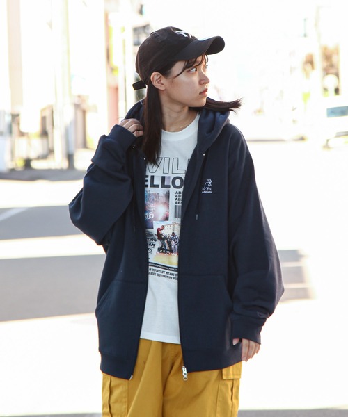 KANGOL(カンゴール)の「【別注】 【KANGOL】 ワンポイント ロゴ 刺繍 裏起毛 長袖 ジップパーカー / ダブルジップ(パーカー・メンズ・ブラック/ダークグリーン/杢グレー/チャコール/ネイビー/オートミール/ホワイト・X-LARGE/LARGE/MEDIUM)」の18枚目の写真