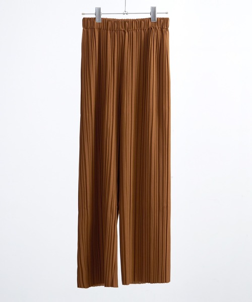 Fashion Letter（ファッションレター）の「ストレートセミワイドプリーツパンツ ウエストゴム 秋 冬（その他パンツ・レディース・ブラウン/グリーン/チャコール/グレイッシュベージュ/カーキ/ブラック・M/L）」の8枚目の写真