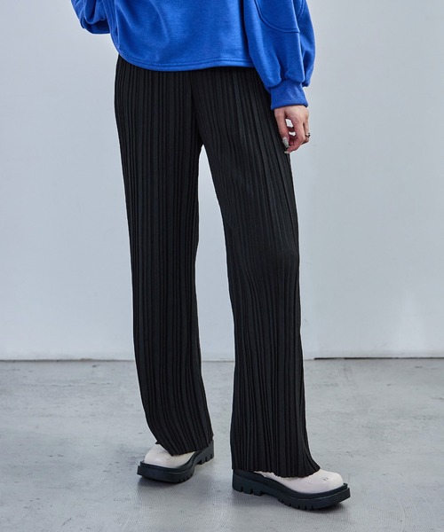 Fashion Letter（ファッションレター）の「ストレートセミワイドプリーツパンツ ウエストゴム 秋 冬（その他パンツ・レディース・ブラウン/グリーン/チャコール/グレイッシュベージュ/カーキ/ブラック・M/L）」の10枚目の写真