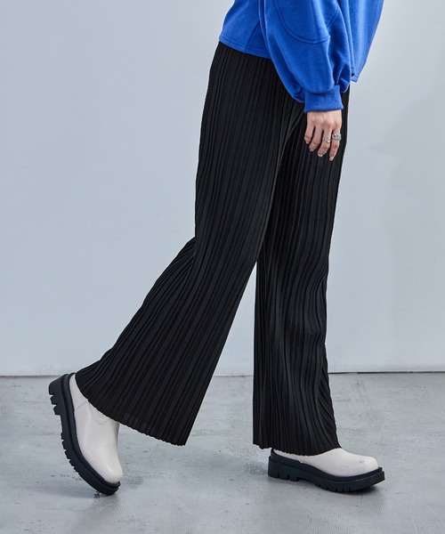 Fashion Letter（ファッションレター）の「ストレートセミワイドプリーツパンツ ウエストゴム 秋 冬（その他パンツ・レディース・ブラウン/グリーン/チャコール/グレイッシュベージュ/カーキ/ブラック・M/L）」の12枚目の写真