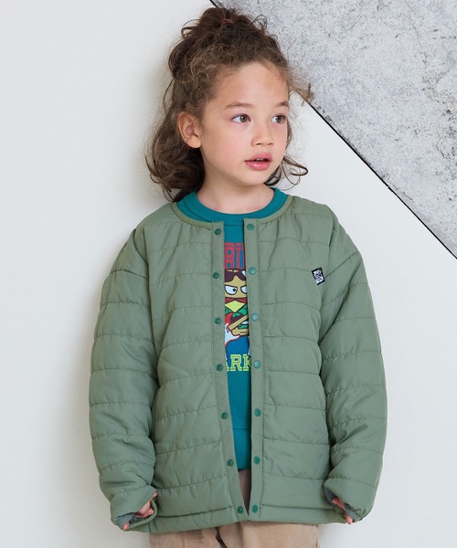 Life Support Products（ライフサポートプロダクツ）の「ノーカラーキルトジャケット（ノーカラージャケット・キッズ・ブラック/カーキ/ライトピンク/レッド/ベージュ/ネイビー・100/110/120/130/140/150/80/90/95）」の3枚目の写真