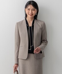 【極美品】23区　ニジュウサンク　ノーカラー　ジャケット　スーツ　大きめ　L 極美品】23区 ニジュウサンク ノーカラー ジャケット スーツ