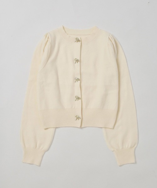 one after another NICE CLAUP（ワンアフターアナザーナイスクラップ）の「リボンボタンカーディガン（カーディガン/ボレロ・レディース・ブラウン/レッド/アイボリー/ブラック/杢グレー・FREE）」の7枚目の写真