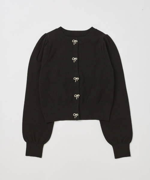 one after another NICE CLAUP（ワンアフターアナザーナイスクラップ）の「リボンボタンカーディガン（カーディガン/ボレロ・レディース・ブラウン/レッド/アイボリー/ブラック/杢グレー・FREE）」の9枚目の写真