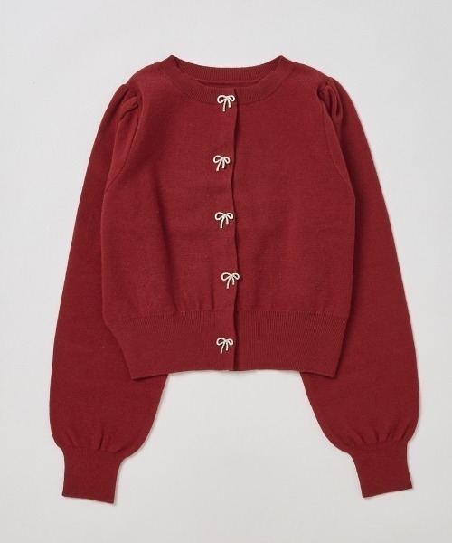 one after another NICE CLAUP（ワンアフターアナザーナイスクラップ）の「リボンボタンカーディガン（カーディガン/ボレロ・レディース・ブラウン/レッド/アイボリー/ブラック/杢グレー・FREE）」の10枚目の写真