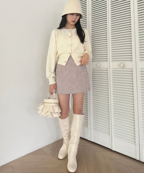 one after another NICE CLAUP（ワンアフターアナザーナイスクラップ）の「リボンボタンカーディガン（カーディガン/ボレロ・レディース・ブラウン/レッド/アイボリー/ブラック/杢グレー・FREE）」の11枚目の写真