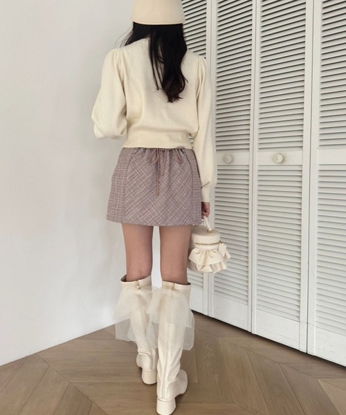 one after another NICE CLAUP（ワンアフターアナザーナイスクラップ）の「リボンボタンカーディガン（カーディガン/ボレロ・レディース・ブラウン/レッド/アイボリー/ブラック/杢グレー・FREE）」の12枚目の写真