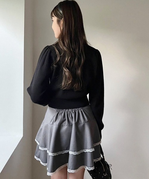 one after another NICE CLAUP（ワンアフターアナザーナイスクラップ）の「リボンボタンカーディガン（カーディガン/ボレロ・レディース・ブラウン/レッド/アイボリー/ブラック/杢グレー・FREE）」の19枚目の写真