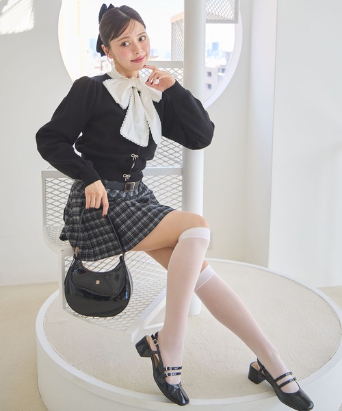 one after another NICE CLAUP（ワンアフターアナザーナイスクラップ）の「リボンボタンカーディガン（カーディガン/ボレロ・レディース・ブラウン/レッド/アイボリー/ブラック/杢グレー・FREE）」の15枚目の写真