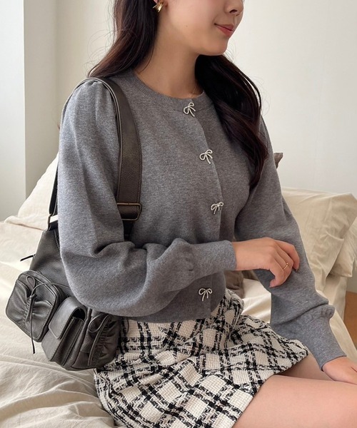 セール】リボンボタンカーディガン（カーディガン/ボレロ）｜one after