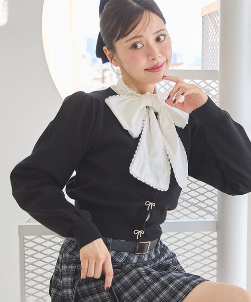 セール】リボンボタンカーディガン（カーディガン/ボレロ）｜one after
