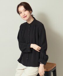 ITS'DEMO | ◆【通勤／肌触りさらり／羽織にも／手洗い可】スタンドフリル前開きブラウス(シャツ/ブラウス)