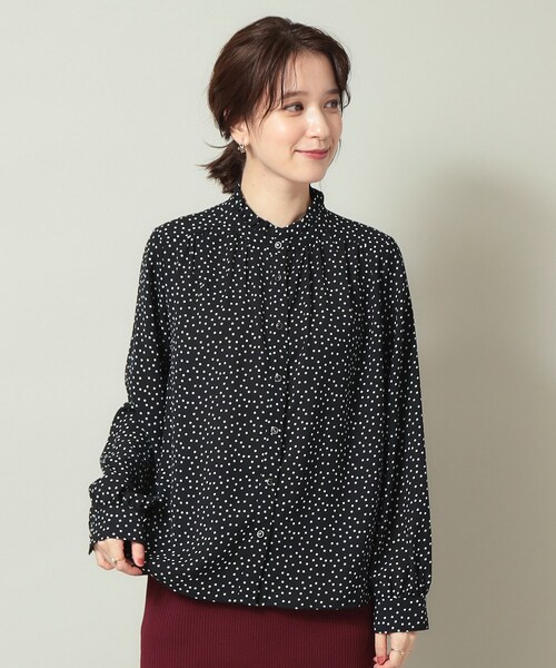 ITS'DEMO（イッツデモ）の「◆【通勤／肌触りさらり／羽織にも／手洗い可】スタンドフリル前開きブラウス（シャツ/ブラウス・レディース・ブラック/ブラック系/アイボリー系/グレー・00）」の10枚目の写真