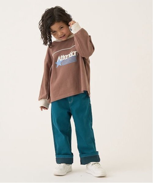 b・ROOM(ビールーム)の「【毛玉バイバイ裏毛】パイピングバイカラービッグスウェット(スウェット・キッズ・モカ/オートミール/モスグリーン/ブルーグレー/ブラック・100cm/110cm/120cm/130cm/140cm/150cm)」の9枚目の写真