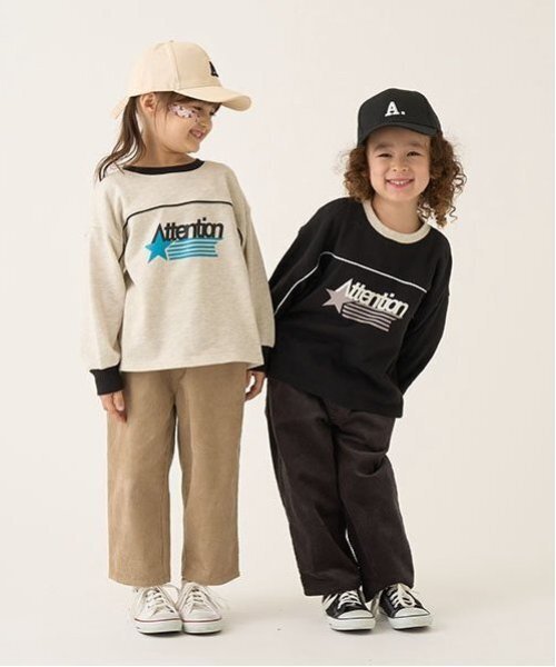 b・ROOM(ビールーム)の「【毛玉バイバイ裏毛】パイピングバイカラービッグスウェット(スウェット・キッズ・モカ/オートミール/モスグリーン/ブルーグレー/ブラック・100cm/110cm/120cm/130cm/140cm/150cm)」の14枚目の写真