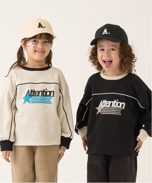 b・ROOM(ビールーム)の「【毛玉バイバイ裏毛】パイピングバイカラービッグスウェット(スウェット・キッズ・モカ/オートミール/モスグリーン/ブルーグレー/ブラック・100cm/110cm/120cm/130cm/140cm/150cm)」の15枚目の写真