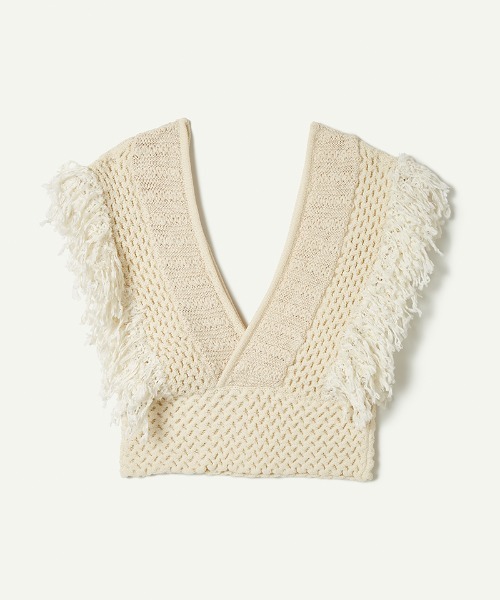 ラインヴァンド　LEINWANDE　フリンジ　ベスト Patchwork Fringe Top（ベスト）｜leinwande（ラインヴァンド