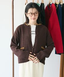 キナリノコラボ/洗える配色モールニットカーディガン/24AW