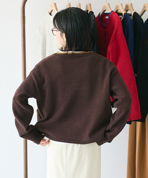 CRAFT STANDARD BOUTIQUE(クラフトスタンダードブティック)の「キナリノコラボ/洗える配色モールニットカーディガン/24AW(カーディガン/ボレロ・レディース・ブラック/ネイビー/レッド/ブラウン・FREE)」の19枚目の写真