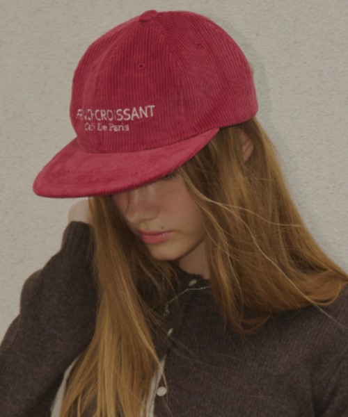 GIUNON（ジウノン）の「embroidery corduroy cap / エンブロイダリーコーデュロイキャップ（キャップ・レディース・ネイビー/レッド/アイボリー・FREE）」の3枚目の写真
