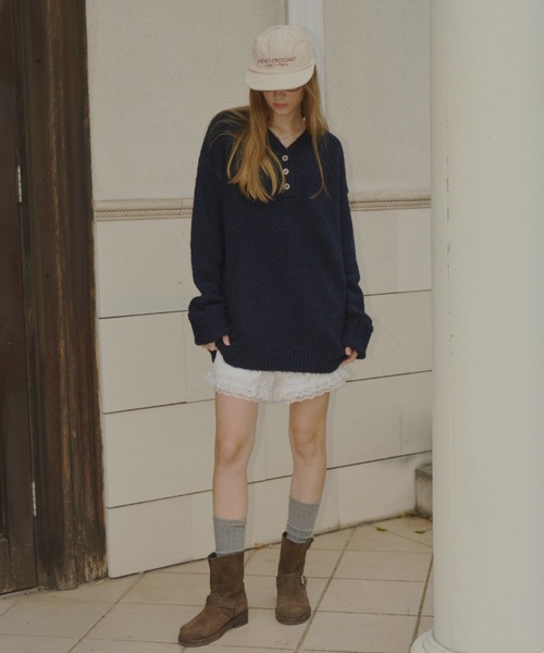 GIUNON（ジウノン）の「embroidery corduroy cap / エンブロイダリーコーデュロイキャップ（キャップ・レディース・ネイビー/レッド/アイボリー・FREE）」の8枚目の写真