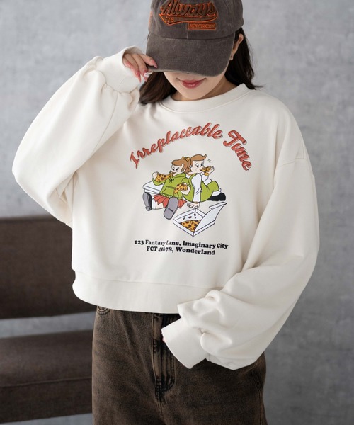 WEGO（ウィゴー）の「WEGO/イラストプルオーバースウェット（スウェット・レディース・アイボリー/ライトグレー・FREE）」の5枚目の写真