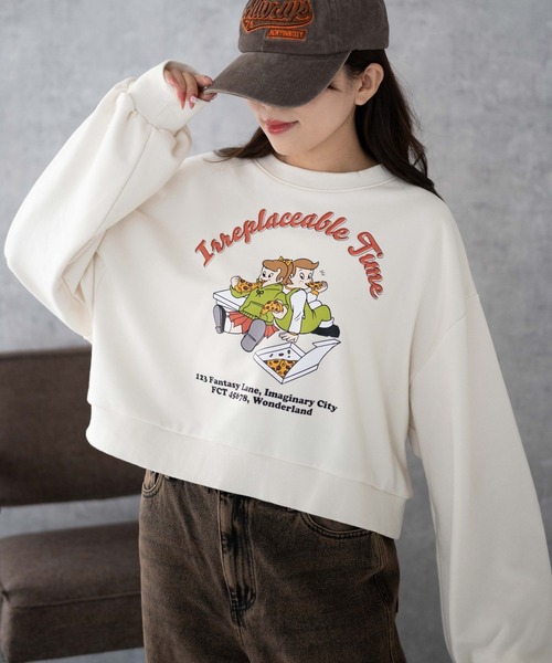 WEGO（ウィゴー）の「WEGO/イラストプルオーバースウェット（スウェット・レディース・アイボリー/ライトグレー・FREE）」の6枚目の写真