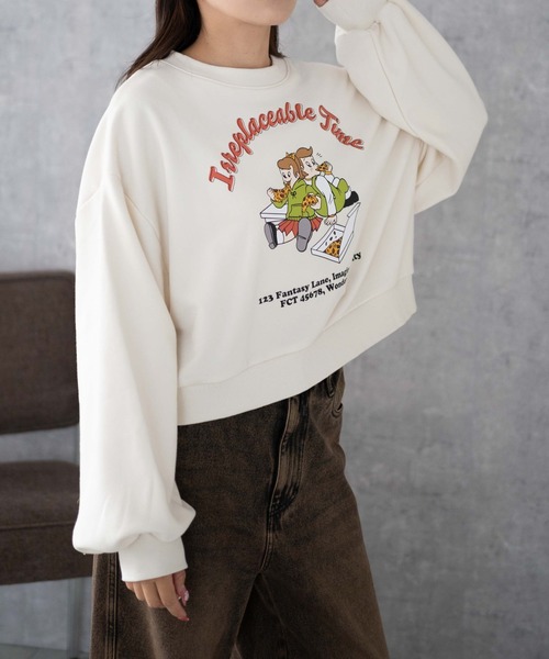 WEGO（ウィゴー）の「WEGO/イラストプルオーバースウェット（スウェット・レディース・アイボリー/ライトグレー・FREE）」の7枚目の写真