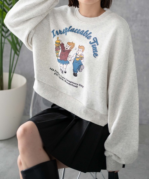 WEGO（ウィゴー）の「WEGO/イラストプルオーバースウェット（スウェット・レディース・アイボリー/ライトグレー・FREE）」の9枚目の写真