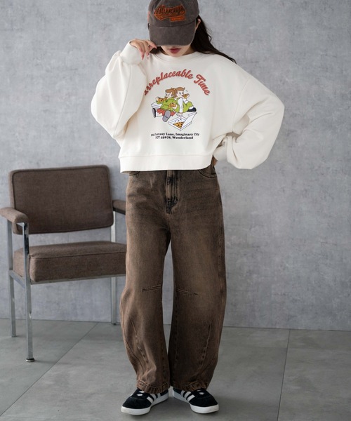 WEGO（ウィゴー）の「WEGO/イラストプルオーバースウェット（スウェット・レディース・アイボリー/ライトグレー・FREE）」の8枚目の写真