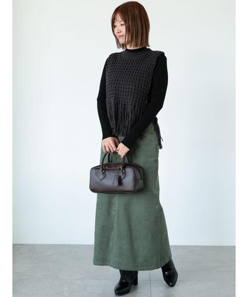 Lugnoncure（ルノンキュール）の「フリンジニットベスト（ニット/セーター・レディース・モカ/チャコールグレー/オフホワイト・F）」の5枚目の写真