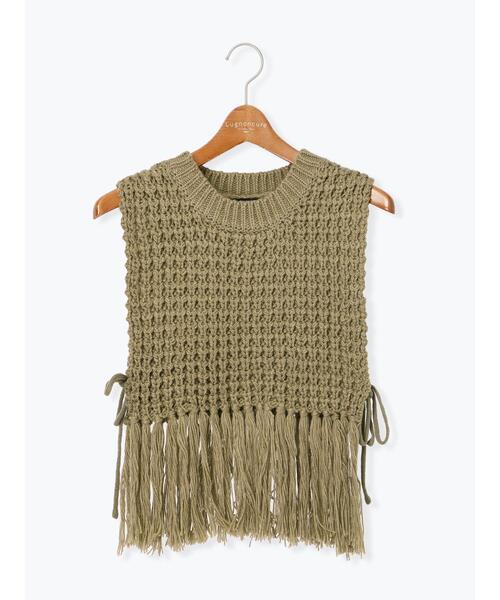 Lugnoncure（ルノンキュール）の「フリンジニットベスト（ニット/セーター・レディース・モカ/チャコールグレー/オフホワイト・F）」の14枚目の写真