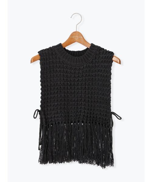 Lugnoncure（ルノンキュール）の「フリンジニットベスト（ニット/セーター・レディース・モカ/チャコールグレー/オフホワイト・F）」の15枚目の写真