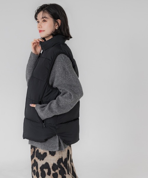 coca（coca）（コカ）の「【WEB限定セール】ポリタフタ中綿ベスト（ベスト・レディース・ブラック・L/M）」の4枚目の写真