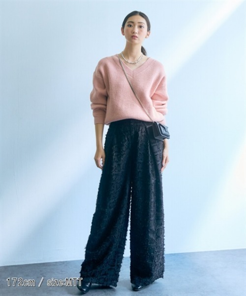 slattgir(スラットジール)の「高身長 フリンジチェッククロスタックワイドパンツ(トールサイズ)Essenave(その他パンツ・レディース・ブラック/チャコール・LL/L/M/3L)」の17枚目の写真