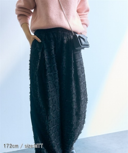slattgir(スラットジール)の「高身長 フリンジチェッククロスタックワイドパンツ(トールサイズ)Essenave(その他パンツ・レディース・ブラック/チャコール・LL/L/M/3L)」の19枚目の写真