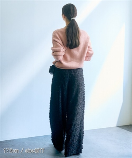 slattgir(スラットジール)の「高身長 フリンジチェッククロスタックワイドパンツ(トールサイズ)Essenave(その他パンツ・レディース・ブラック/チャコール・LL/L/M/3L)」の18枚目の写真