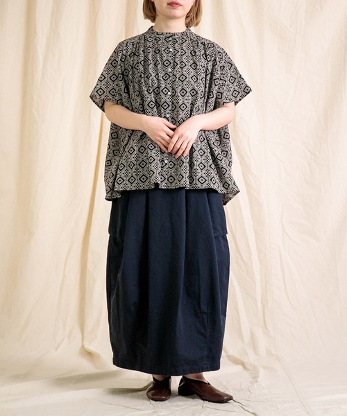 Brocante（ブロカント）の「[Brocante / ブロカント] インドプリント(パターン) フロンセシャツ（シャツ/ブラウス・レディース・ブルー系その他/ブラック系その他・2）」の7枚目の写真
