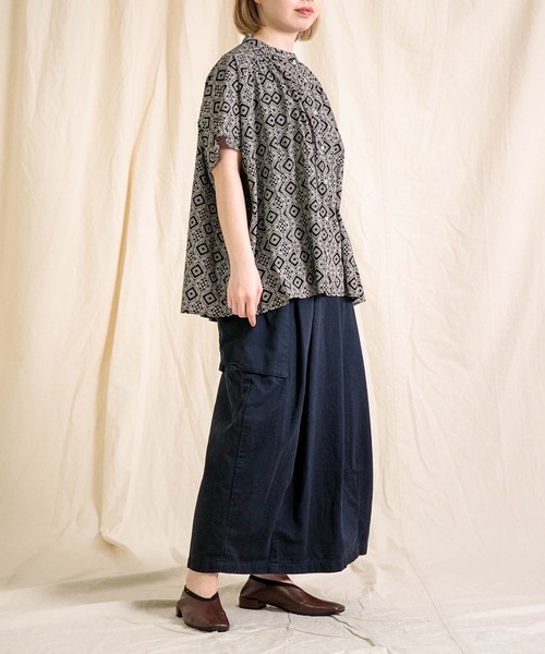 Brocante（ブロカント）の「[Brocante / ブロカント] インドプリント(パターン) フロンセシャツ（シャツ/ブラウス・レディース・ブルー系その他/ブラック系その他・2）」の8枚目の写真