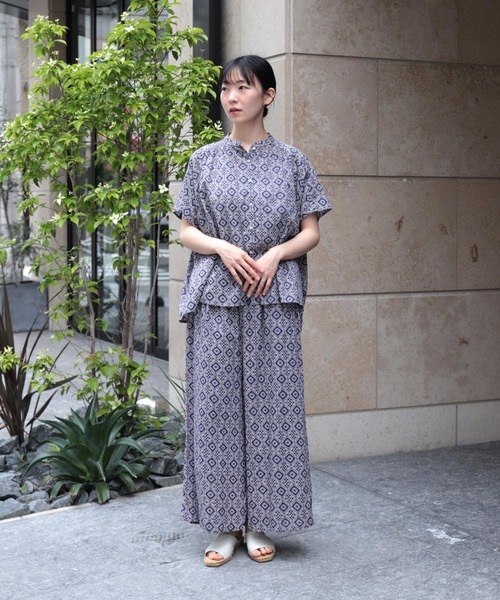 ブラウス シャツ 「Brocante / ブロカント」 インドプリント(パターン) フロンセシャツ レディース Brocante ブラウス シャツ 「Brocante / ブロカント」 インド