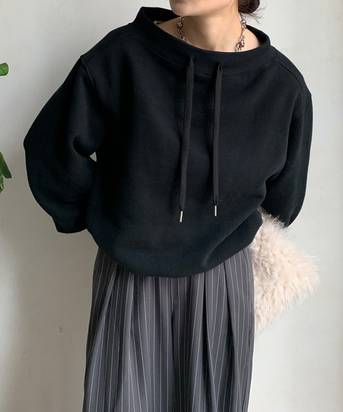 【セール】ボートネック裏起毛スウェット（Tシャツ/カットソー）｜DouDou（ドゥドゥ）