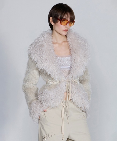 SCULPTOR（スカルプター）の「Beaded Faux Fur Robe/ビーズフォー