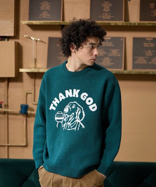 BAYFLOW（ベイフロー）の「[豊富なカラー展開♪]HAPPYニットプルオーバー（ニット/セーター・メンズ・ブラック/ピンク/ホワイト/グリーン/ブラウン/ネイビー/イエロー/オレンジ/ピンク系その他/ベージュ系その他/ホワイト系その他・LARGE/MEDIUM/SMALL）」の7枚目の写真