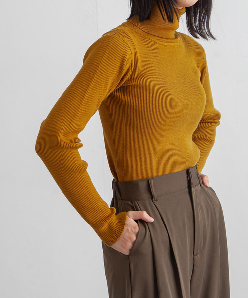 Chillfar(チルファー)の「カラフルハイネックニット(ニット/セーター・レディース・チャコール/オレンジ/イエロー/ネイビー/レッド/ピンク/グリーン/ブルー/ブラック/アイボリー・FREE)」の20枚目の写真