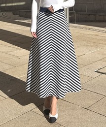 変形ストライプニットスカート