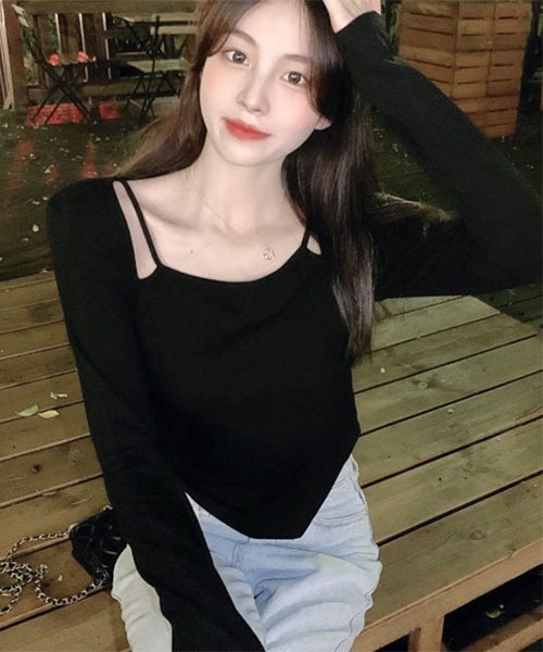 urge:(アージコロン )の「【URGE:】キャミソール付き トップス(Tシャツ/カットソー・レディース・ブラック/ピンク/ホワイト・SMALL/MEDIUM/LARGE/X-LARGE)」の7枚目の写真