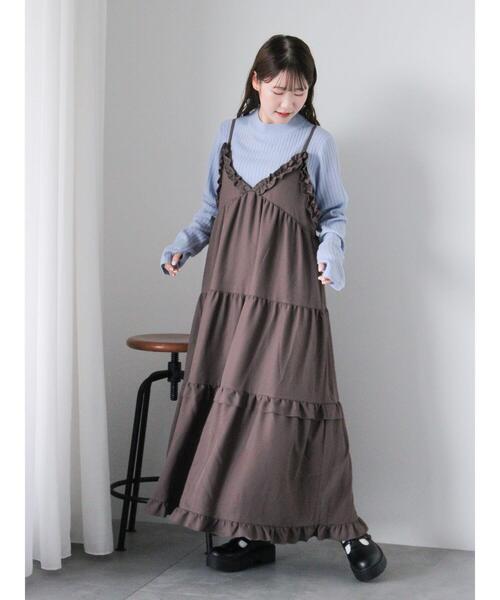 ehka sopo（エヘカソポ）の「フリルティアードキャミワンピース（ワンピース・レディース・グリーン/モカ/ブラック・F）」の5枚目の写真