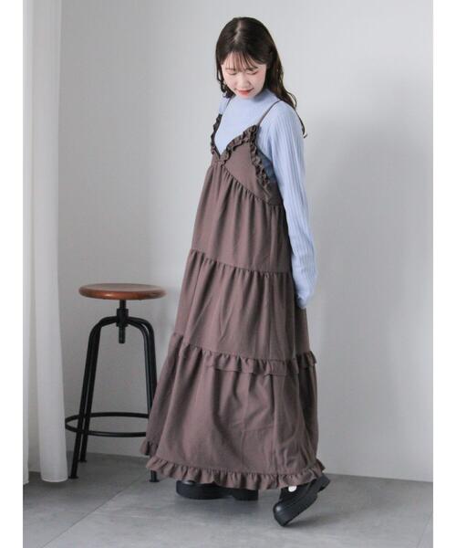 ehka sopo（エヘカソポ）の「フリルティアードキャミワンピース（ワンピース・レディース・グリーン/モカ/ブラック・F）」の6枚目の写真